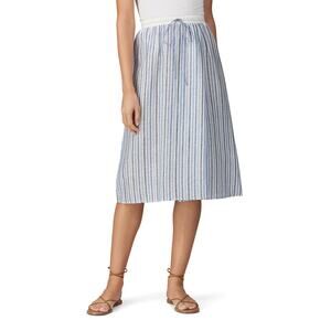 NWT Sita Murt Women's Stripe Woven Linen Skirt Drawstring Waistband SZ 40 (US 6)